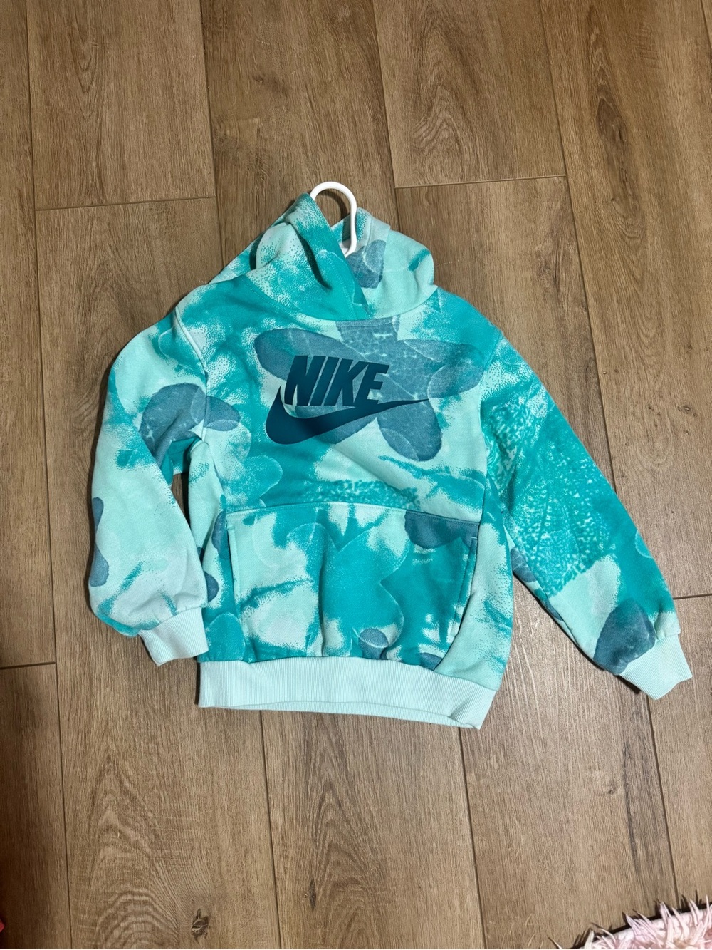 Nike Kids Teal & Aqua Tie-Dye Pullover Hoodie